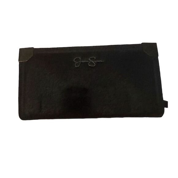 Jessica Simpson Frankie Wristlet Clutch Wallet Black RFID Zip Logo Women's - Picture 1 of 4